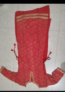 Beautiful Red Bandhani Kurta Set