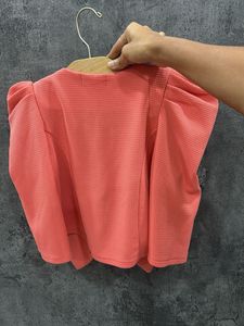 Chic Coral Cropped Blazer