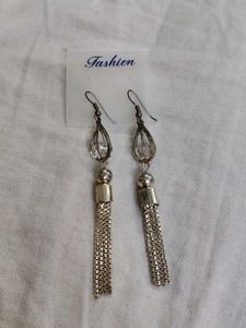 Silver Tassel Dangle Earrings