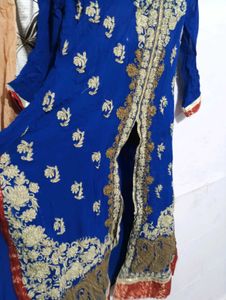 navy blue kurti with duppatta and plazo