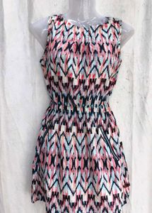 Geometric Print Sleeveless Mini Dress