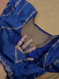 Royal Blue Embellished Saree