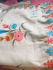 Elegant Floral Print with cut work embroidery Sare