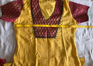 Vibrant Yellow Kurta with cotton bottom