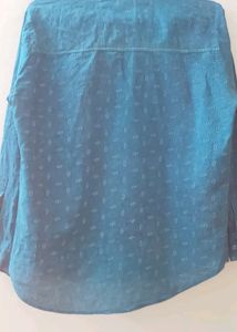 Blue Patterned Button-Down Shirt