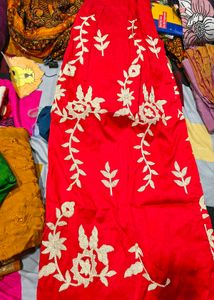 Red embroidered skirt