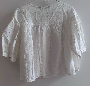 Zara - White Eyelet Top