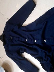 Navy Button-Down kurta indowestern