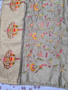Elegant Silver Embroidered Banarasi Saree