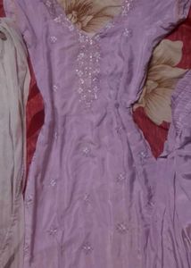 Elegant y2k Lavender Kurta Set with Sequins
