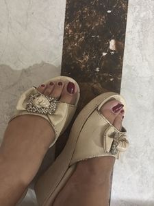 Women's Beige Bow Sandals