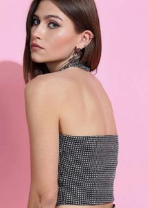 Chic Halter Neck Printed Crop Top