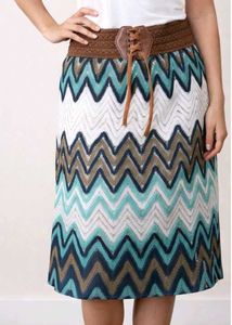 Stylish Chevron Skirt with Lace-Up Belt