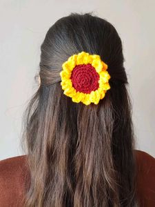 Handmade Crochet Sunflower Hair Tie