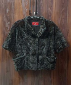 Vintage Faux Fur Short Sleeve Jacket
