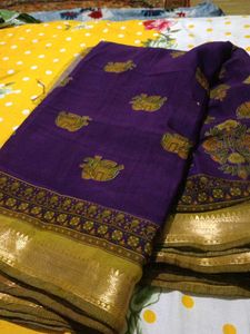 Beautiful Purple Elephant Print Saree
