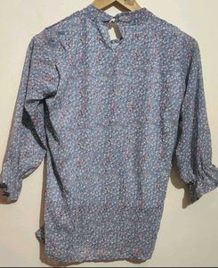 Grey Top Floral Print For 8-10 Year Girl, Bust- 30