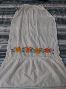 Embroidered White Ethnic Gown