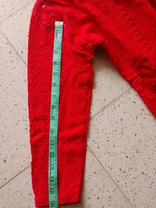 Women Kurta Plazoo Set Red And White