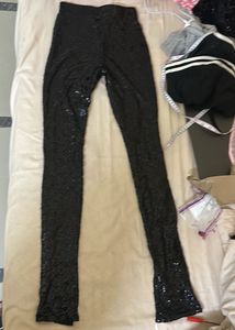 Sparkly Black Sequined Pants