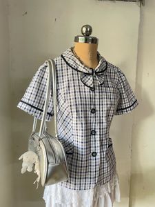 Cute Plaid Blouse with Bow Detail