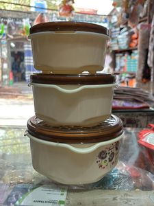 Solid Designs 3 Pcs Bowl Of Set Plastic ( Cream )