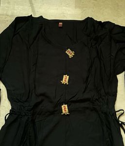 Elegant Black Kurta Set with Golden Print