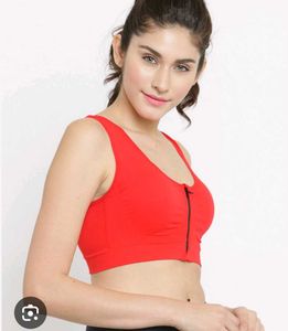 Red Sports Bra with Front Zipper