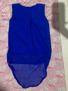 Stylish Blue Sleeveless High-Low Top