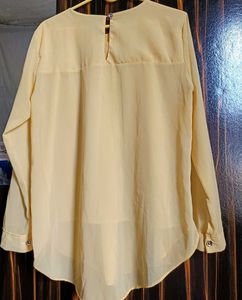Sheer Pastel Yellow Long Sleeve Blouse