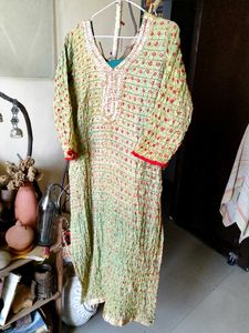 silk bhandej Kurta
