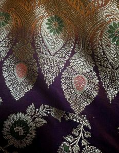 unused saree Wine And Orange Banarasi Silk Sare