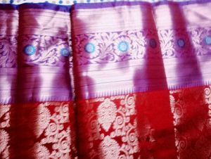 new with tag Elegant Red &amp; Purple Silk Saree