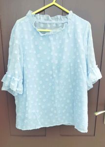 Blue And White Casual Top