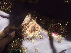 Embroidered Purple Saree with Sequins