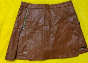 Brown Faux Leather Skirt