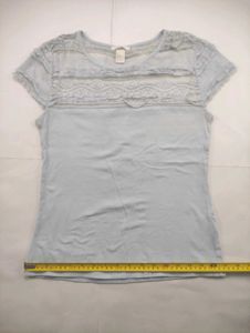 Light Blue Lace Trim Top