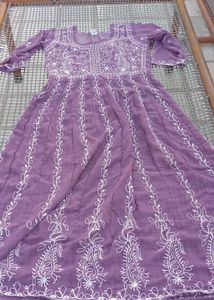 Embroidered Purple Anarkali Dress