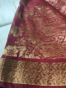 Off White Maroon Saree