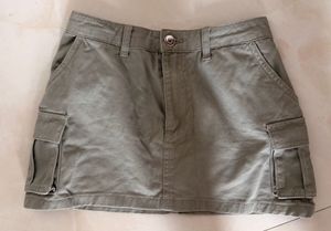 Olive Cargo Mini Skirt