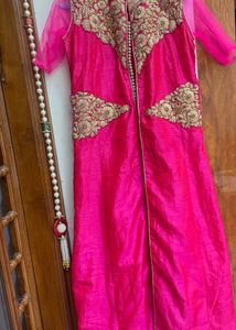 Elegant Pink &amp; Gold Ethnic Gown