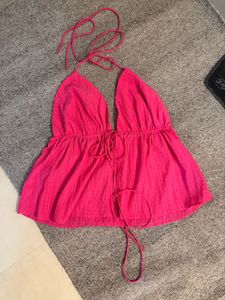 Hot Pink Halter Babydoll Top