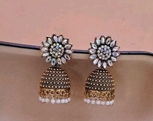 Exquisite Jhumka Earrings with Stones&amp; beads