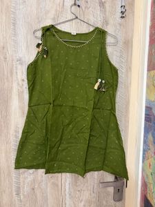 Olive Green Ethnic Tunic with Tassels