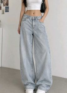 sky blue Light Wash Wide Leg baggy Jeans denim