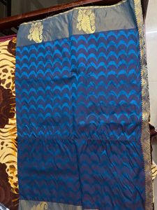 Elegant Blue Saree with Gold Border