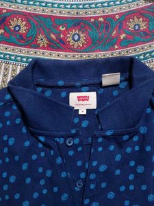 Levi's Navy Blue Polka Dot Polo Shirt for Men