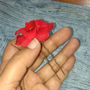 Flower Hair Bow And Pin , Earrings Combo