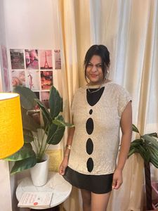 Sparkly Sleeveless Top with Cutouts