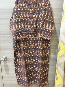 Brown Ikat Print Kurta with pants